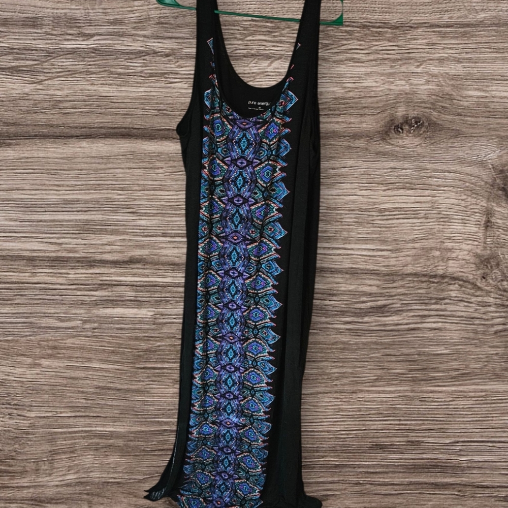 Black and Blue Patterned Women's Dress